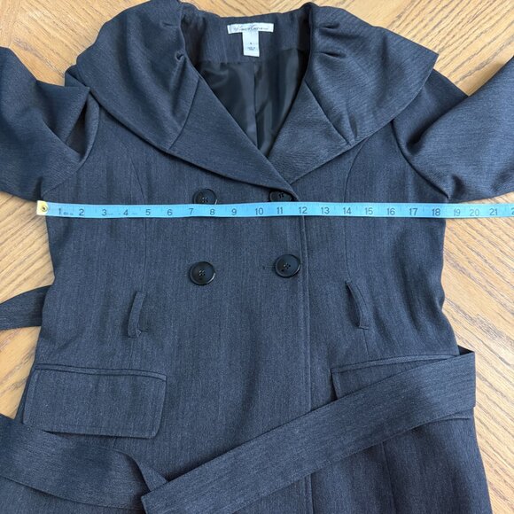 Kenneth Cole New York Gray Wide Collar Suit Jacket Belt Stretch Womens Size 4 - Picture 7 of 11